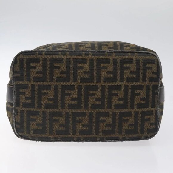 FENDI Zucca Canvas Vanity Pouch Black Brown gold Auth 131366 - Picture 6 of 16